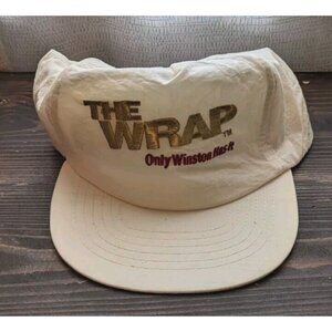 * Vintage THE WRAP "Only Winston Has It" White Nylon Snapback Hat Cigarette 🔥